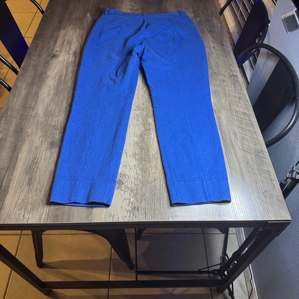 MM Lafleur Vibrant Blue Textured Straight Leg Pants - Picture 5 of 5